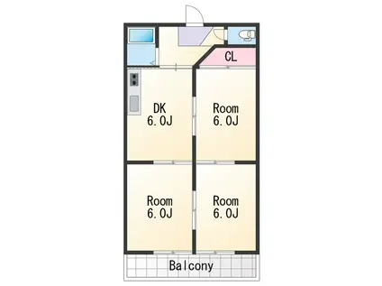 グランシエル秋月(3DK/2階)の間取り写真