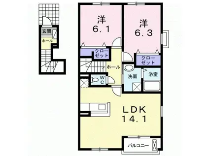 サンレミ・ブーケ・アイ(2LDK/2階)の間取り写真