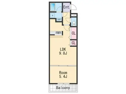 ロックブリッジ(1LDK/2階)の間取り写真
