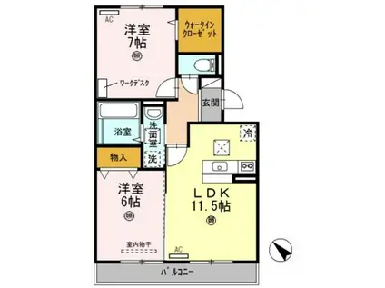D-FARM加納(2LDK/1階)の間取り写真