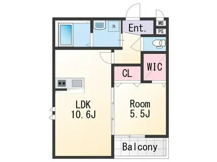 ラフィーネ石本Ⅱ(1LDK/1階)の間取り写真