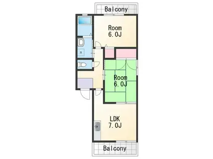 ネクサス小雑賀-2(2DK/2階)の間取り写真