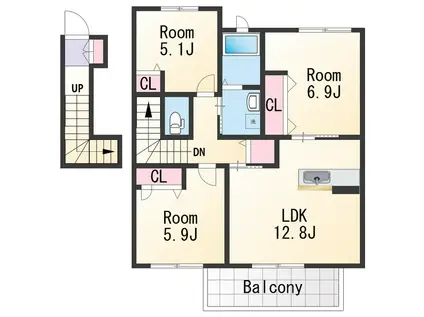 シャーメゾンロイヤルヒルズⅡ(3LDK/2階)の間取り写真