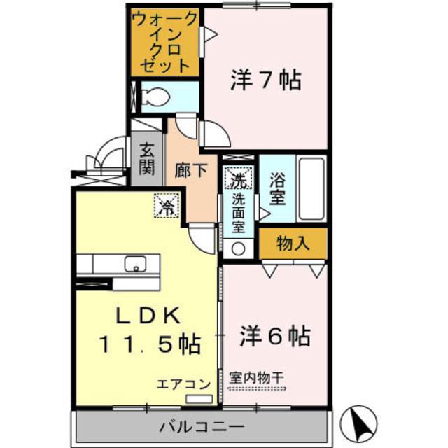 グレイス ヒルズ(2LDK/3階)の間取り写真