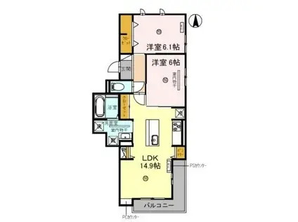 COMU TERRACE(2LDK/2階)の間取り写真