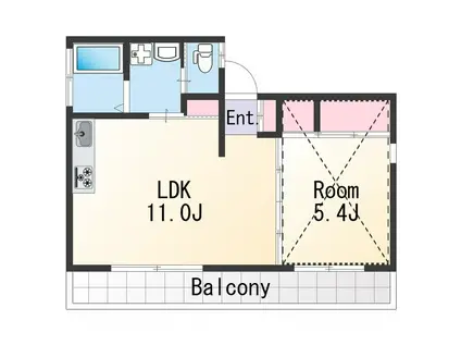 コーポ華(1LDK/2階)の間取り写真