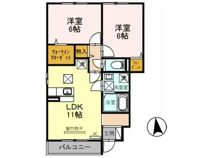 D-ROOM秋月 A棟(2LDK/1階)の間取り写真