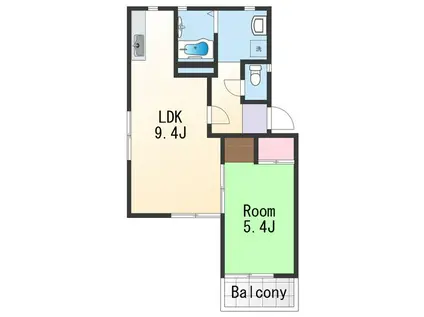 フレグランス築港(1LDK/2階)の間取り写真