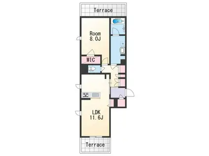 BEREO RIAN(1LDK/1階)の間取り写真