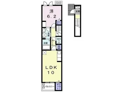 リヴェール(1LDK/2階)の間取り写真