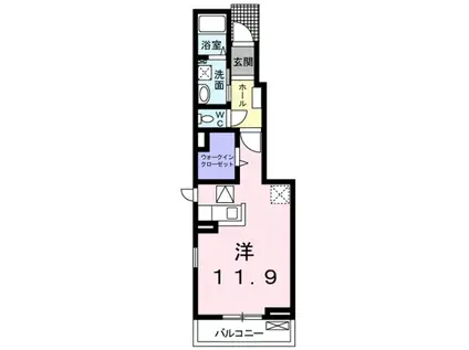 バンブーグロー(ワンルーム/1階)の間取り写真