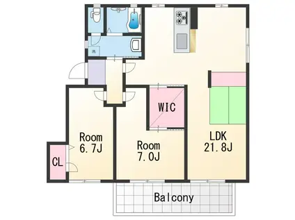 フレグランス松ヶ丘(2LDK/2階)の間取り写真