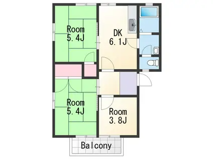 ディアスくすみⅢ(3DK/2階)の間取り写真