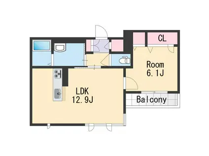ベレオくすのきA(1LDK/3階)の間取り写真