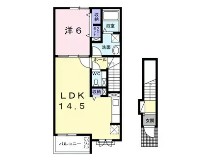 ミレグランデⅡ(1LDK/2階)の間取り写真