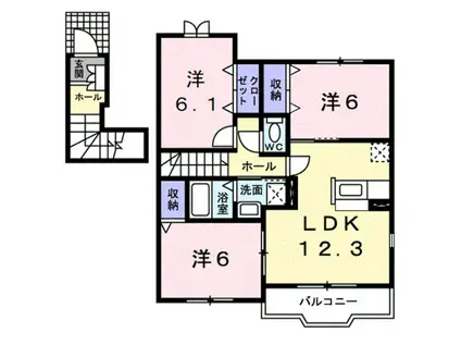 ベルメゾン(3LDK/2階)の間取り写真