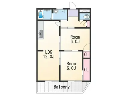 ラピュタ宮前(2LDK/5階)の間取り写真