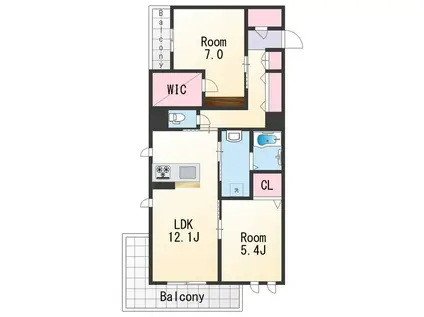 BEREO NANKAIWAKAYAMACITY(2LDK/2階)の間取り写真