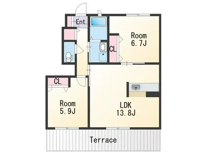 シャーメゾンロイヤルヒルズⅡ(2LDK/1階)の間取り写真