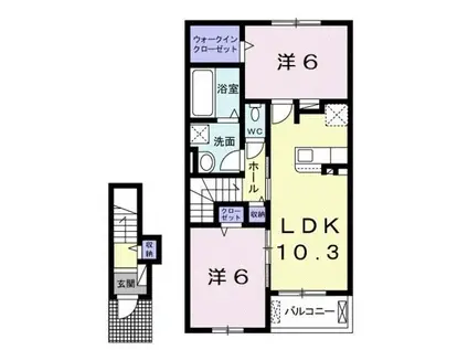 ルフナ Ⅱ(2LDK/2階)の間取り写真