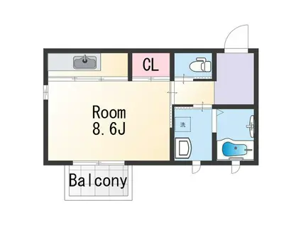 イマージュ黒田(ワンルーム/2階)の間取り写真