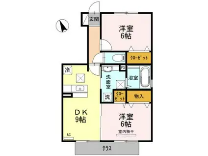 D-ROOM松江東(2DK/1階)の間取り写真