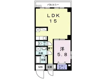 U-BUIL十二番丁 Ⅱ(1LDK/5階)の間取り写真