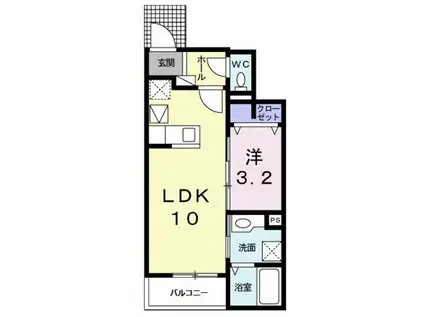 ドゥエム(1LDK/1階)の間取り写真