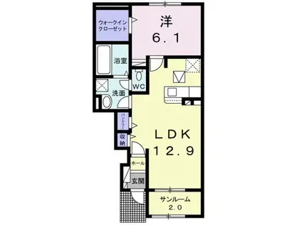 オリーブ(1LDK/1階)の間取り写真