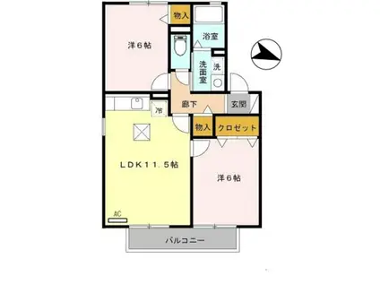 メゾン・モンテリベールⅠ(2LDK/1階)の間取り写真