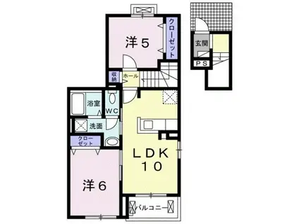 ルミナーレ西浜(2LDK/2階)の間取り写真