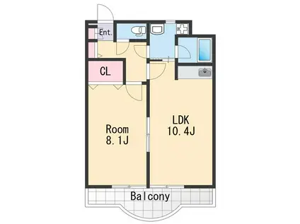 メゾン浜の宮Ⅱ(1LDK/3階)の間取り写真