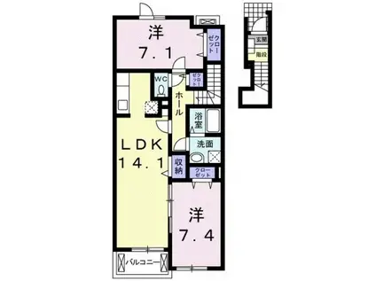サンパティークⅠ(2LDK/2階)の間取り写真