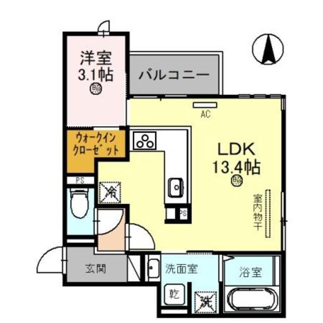 セジュール汀(1LDK/3階)の間取り写真