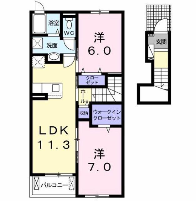 ヴァーサ・メローネⅡ(2LDK/2階)の間取り写真