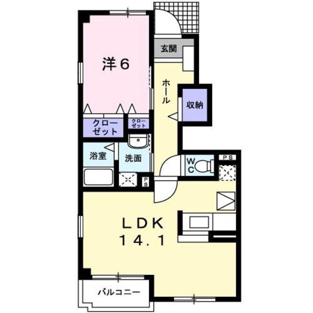 サンズパークⅠ(1LDK/1階)の間取り写真
