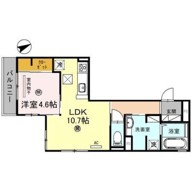 D-ROOMいえまる(1LDK/1階)の間取り写真