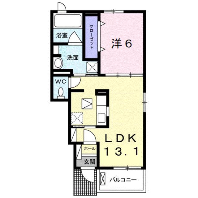 フォレヴーシュ加納(1LDK/1階)の間取り写真