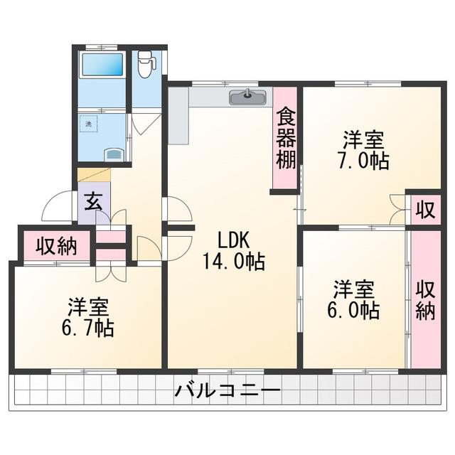 メゾン和歌浦(3LDK/2階)の間取り写真