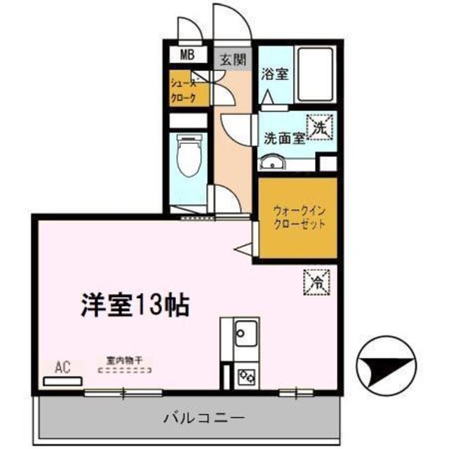 ソワサントゥヴァレ(ワンルーム/1階)の間取り写真