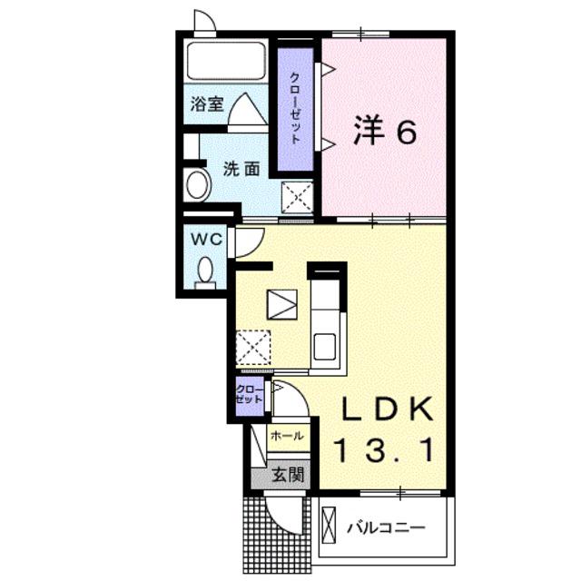 シャン・ノールⅩⅦ(1LDK/1階)の間取り写真