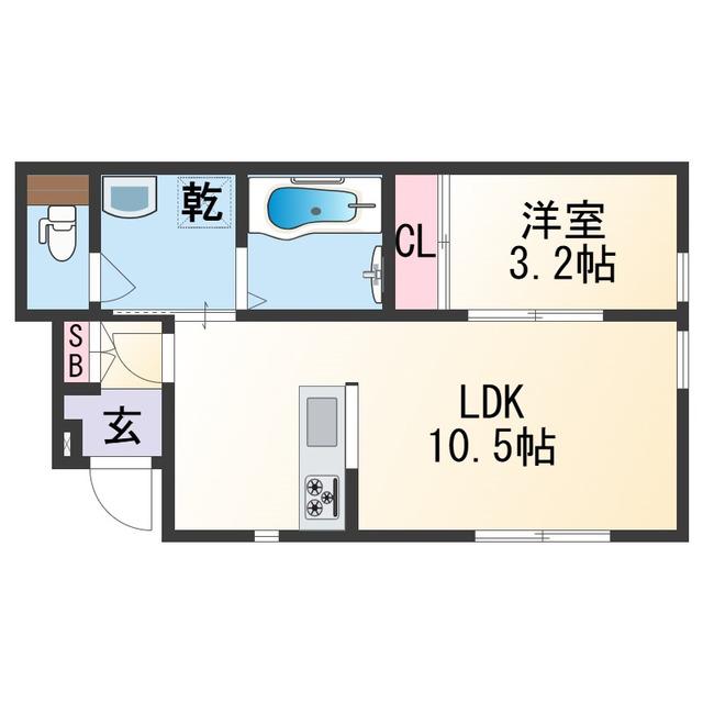 SOLIS元町奉行丁(1LDK/1階)の間取り写真