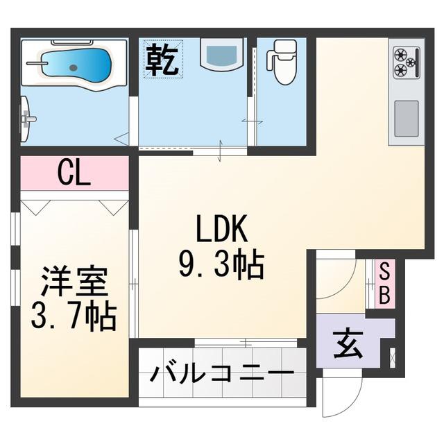 SOLIS元町奉行丁(1LDK/1階)の間取り写真