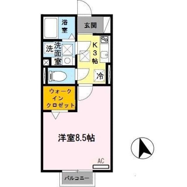ソレアードI(1K/1階)の間取り写真