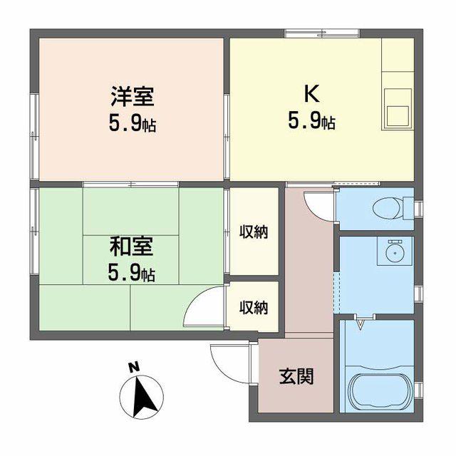サンビレッジ宮前(2K/1階)の間取り写真