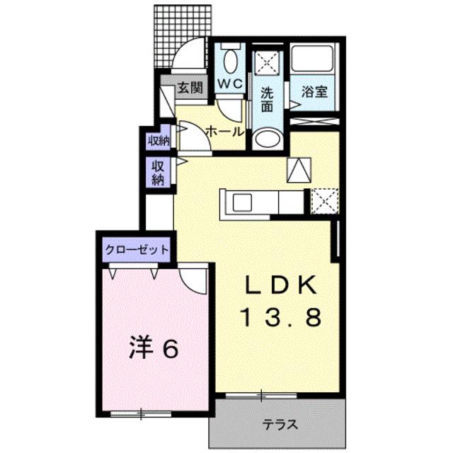 アジュール湊(1LDK/1階)の間取り写真