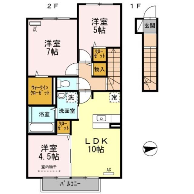 コーラルヴィラ松島Ⅱ(3LDK/2階)の間取り写真