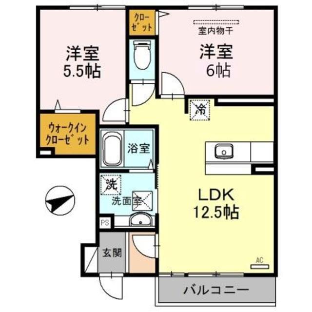 D-ROOM栄谷(2LDK/1階)の間取り写真