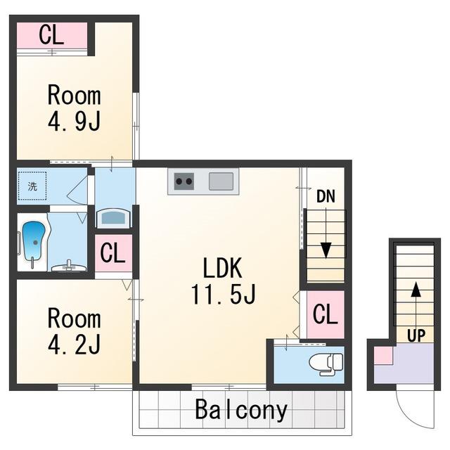 N-MAISON和歌浦南(2LDK/2階)の間取り写真