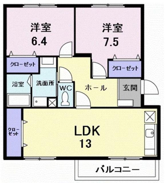 メゾン名草(2LDK/3階)の間取り写真